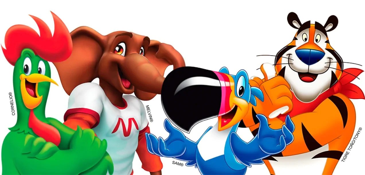 Cornelio®, Sam® el Tucán, Melvin® el Elefante y el Tigre Toño®
